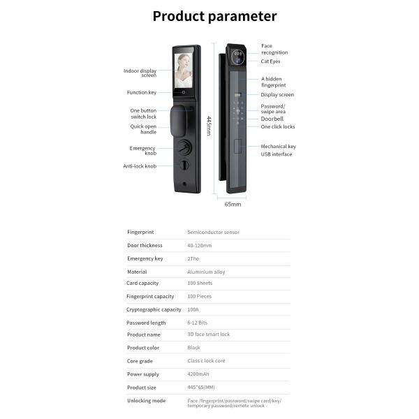 S940MAX Smart 3D Face Fingerprint Recognition Wi-Fi Tuya APP Intercom Card Access Digital Door Locks