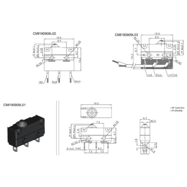 Micro Switch,30V DC 0.3A Waterproof Miniature Snap Action Switch,Micro Momentary Switch,Miniature Switch