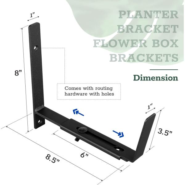 Adjustable Planter Bracket for Holding Different Flower Boxes Window Planter Box Hanger