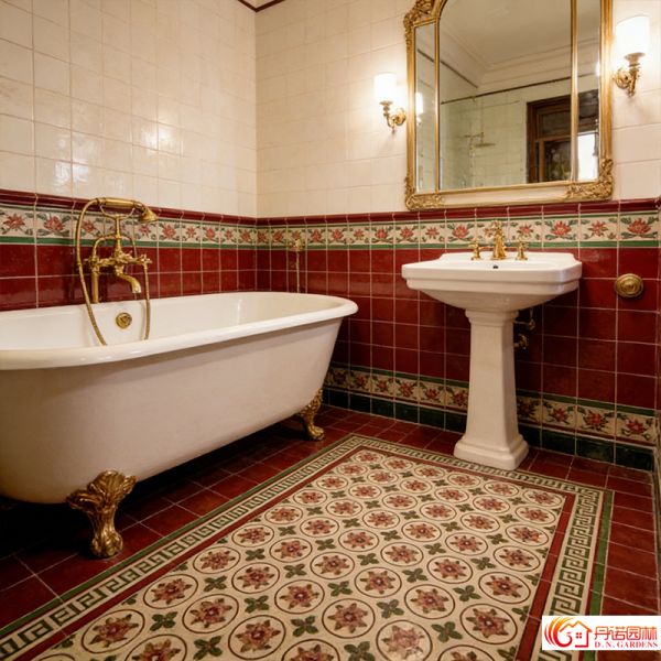 Retro Style Cement Encaustic Tile Floral Pattern Decorative Tile For Indoor Partition And Outdoor Garden