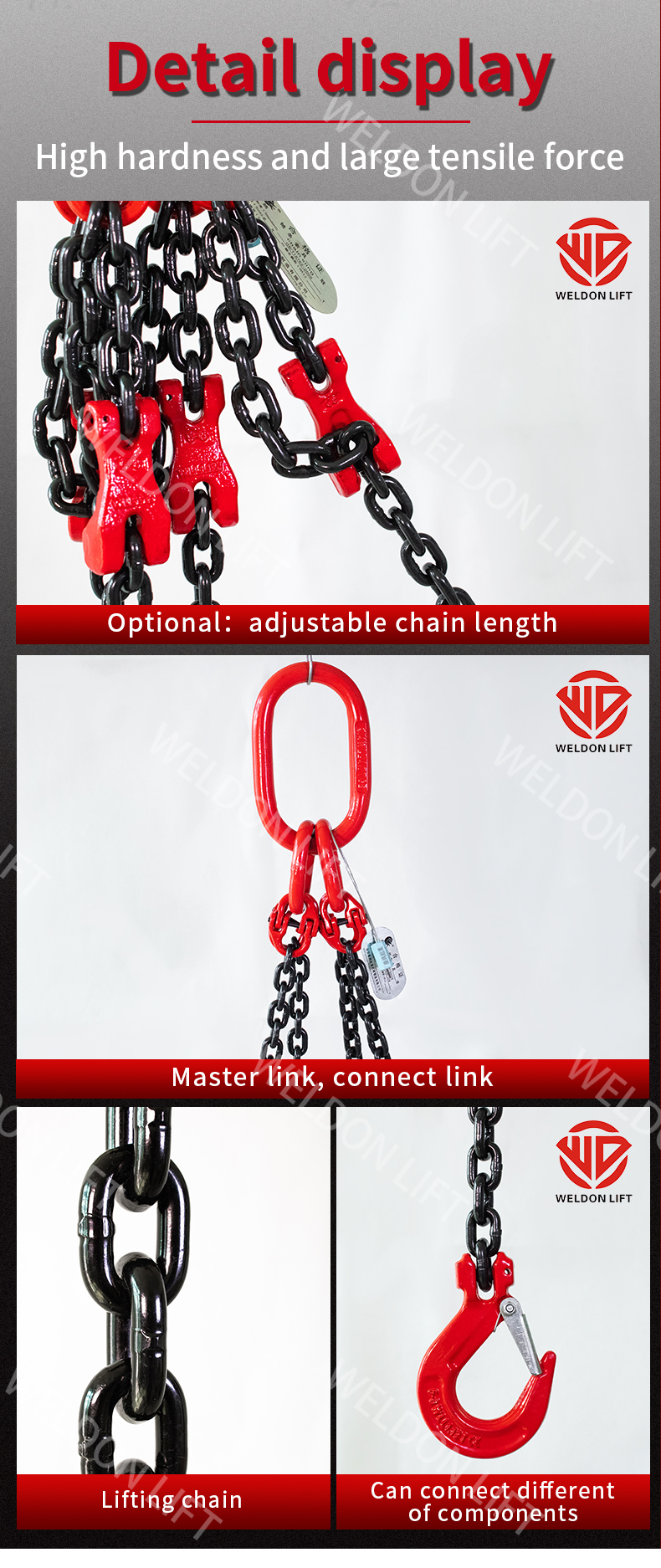 Length Adjustable Lifting Chain Sling With Hooks