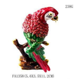 Quality Parrot birds design jeweled enamel trinket box  Parrot  bird trinket boxes for sale