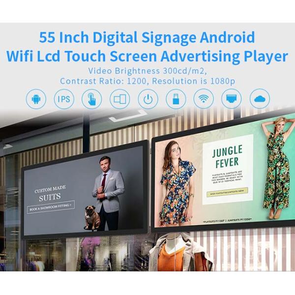 55 Inch Capacitive Touch Tablet Digital Signage With Android 5.1 / 6.0 / 8.1 System