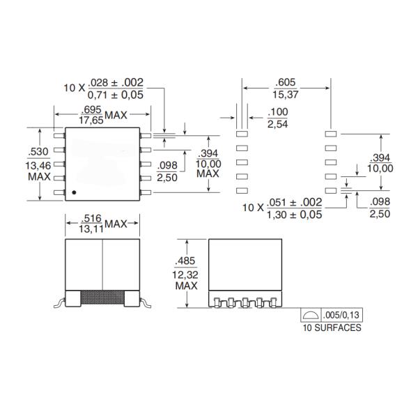 B1063 SMT SHDSL Line Transformers For High Power Amplification