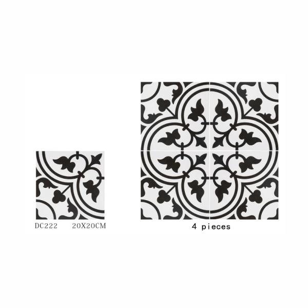White Black 20x20cm Ceramic Rustic Tile for Indoor Walls