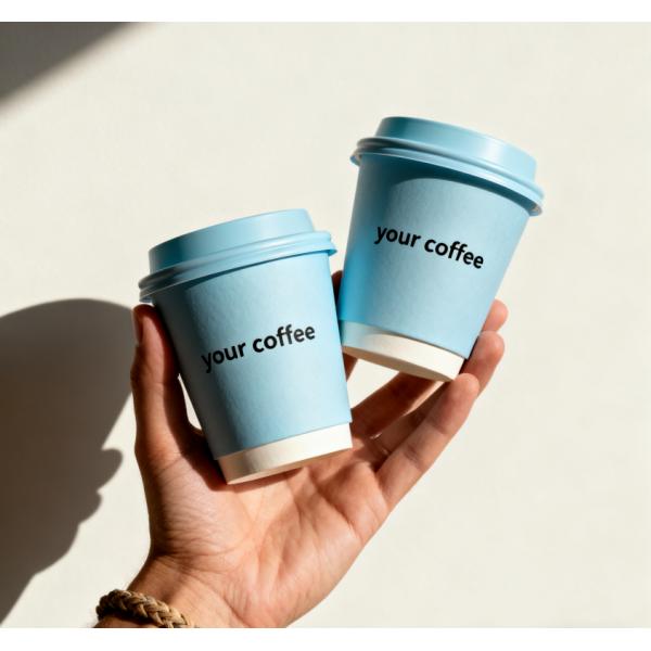 Eco-friendly custom printed logo hot drink double-layer coffee paper cup