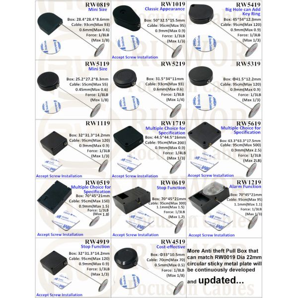RW4919 Square Ratcheting Retractable Tether Plus Pause Function And Dia 22mm Circular Sticky Metal Plate