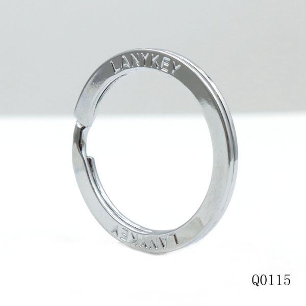 Good Quality Chrome Plated Logo Engraved Split Key Ring Waterproof Stamp Logo Flat Key Ring For Key Chain Accessories