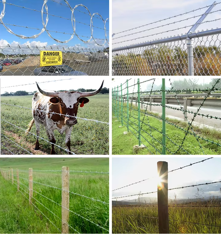 Barbed wire installation and application examples