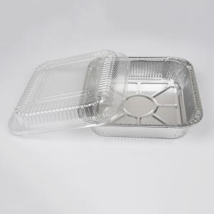 China Silver Disposable Aluminum Food Tray With Lid Rectangular OEM on sale