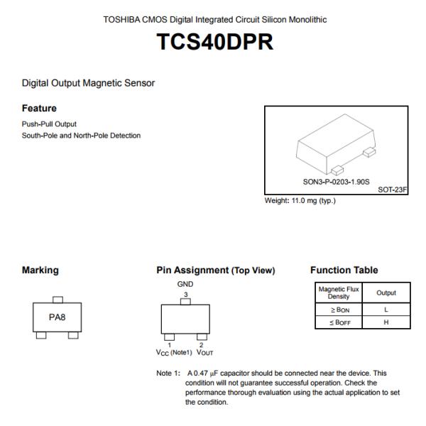 Magnetic Sensor Electronic Integrated Circuits Toshiba TCS40DPR LF Board Machine Interface