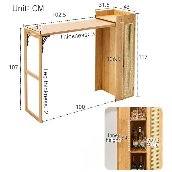 Folding Counter Bar Table, High with Stool Kitchen Dining Set,Space Saving and Chair