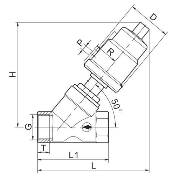 1 1/4'' Threaded 2/2 Way Pneumatic Angle Seat Valve Double Acting 0