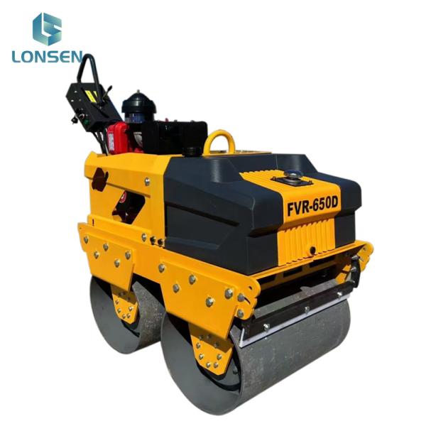 Hydraulic Double Drums Vibration Walk Behind Road Roller for Engineering Plastic Water Tank and Oil Tank