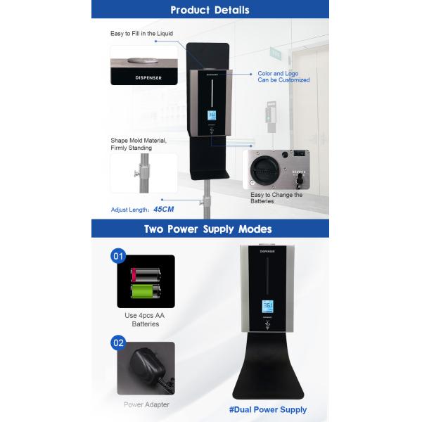 1000ML CE Digital Automatic Hand Sanitizer Dispenser Thermometer