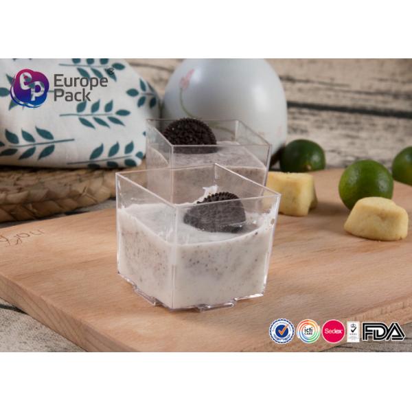 Recyclable Mini Plastic Square Cups BPA Free Dessert Plastic Containers