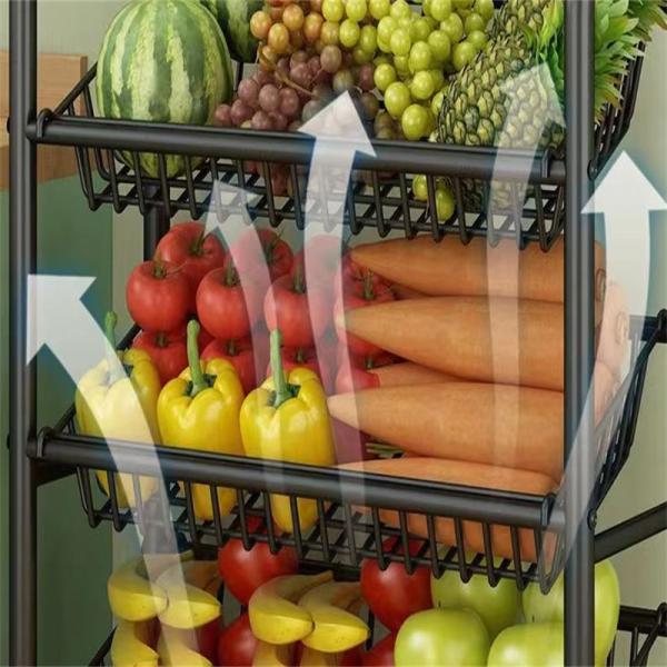 Square Vegetable Fruit 3/4/5 Layers Rotating Shelf Multi-function Kitchen Storage Rack