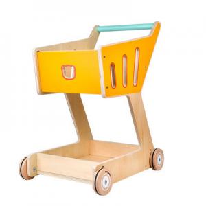 China Children's Double Deck Wooden Toy Shopping Trolley on sale