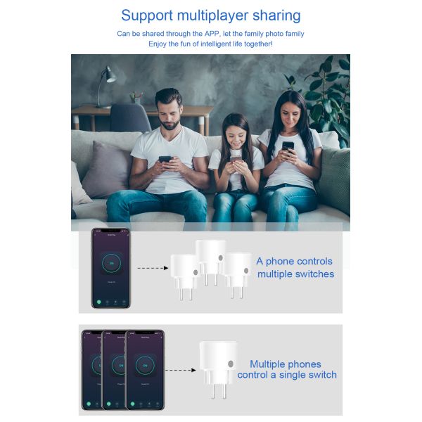 4400W RoHS Smart Wiring Devices EU WiFi Voice Activated Plug
