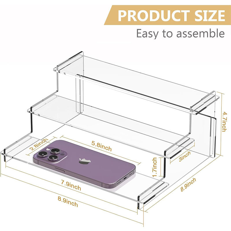 Custom 3-layer Stepped Acrylic Riser Display Rack Perfume Jewelry Storage Rack