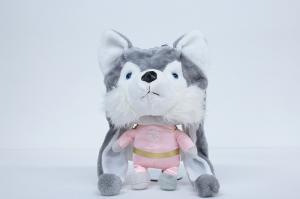 Quality Grey / White Husky Dog Plush Toy , Adorable Siberian Husky Stuffed Animal for sale