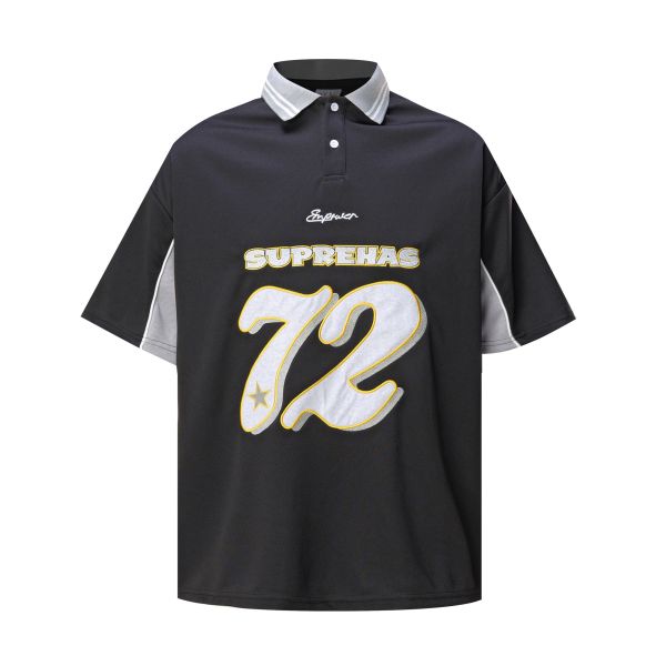 Support Custom Embroidery Digital Pattern Oversized Sports Short-sleeved for Shirt Made 100% Polyester Fiber Breathable Quick