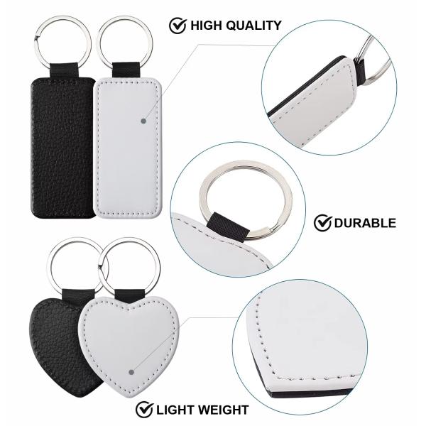 Custom Leather Keychain Printable Double Sided Sublimation Leather Keychain Blanks