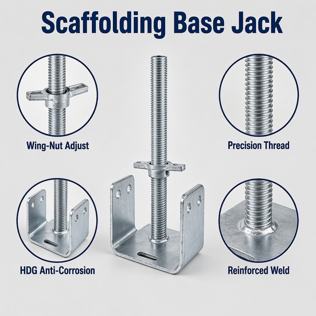 Durable Galvanized Q235 Adjustable Screw Jack Base High Rigidity With High Load Capacity
