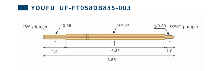 Gold Plated Spring Test Probe with 2A Current Rating and Custom Sizes for PCB Testing