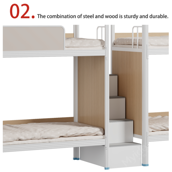 Thickened Four Person Bed, School Dormitory, Stable Bunk Beds for Students, Step Ladder, Multi Person Employee Dormitory Bed