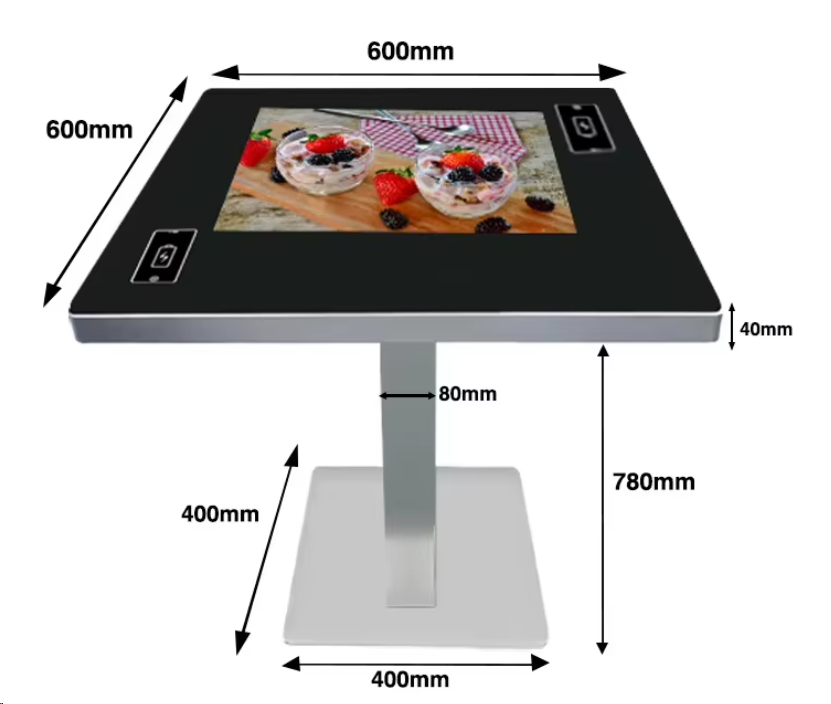 21.5 Inch Smart Coffee Table with Capacitive Touch Screen Wireless Charging and Multi Touch Interactive Game Desk
