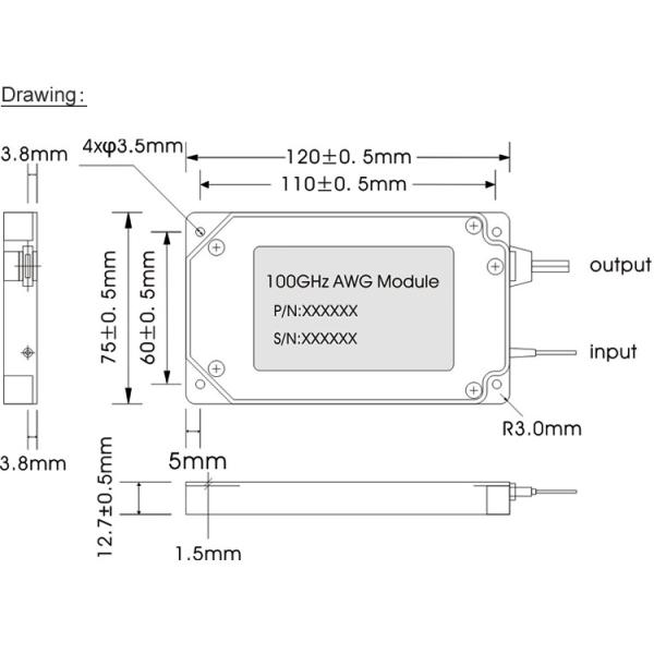 40CH 100GHz WDM Wavelength Division Multiplexing Athermal AWG Module