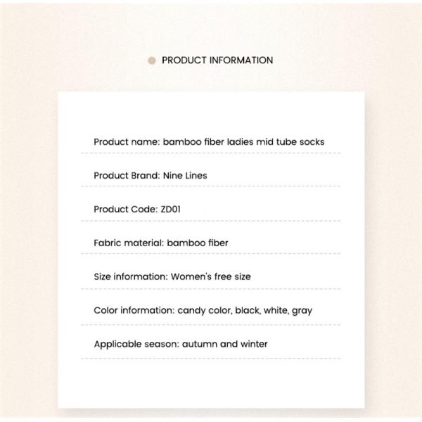 Regular Style Solid Pattern Winter Cotton Socks for Women Knitted Bamboo Material