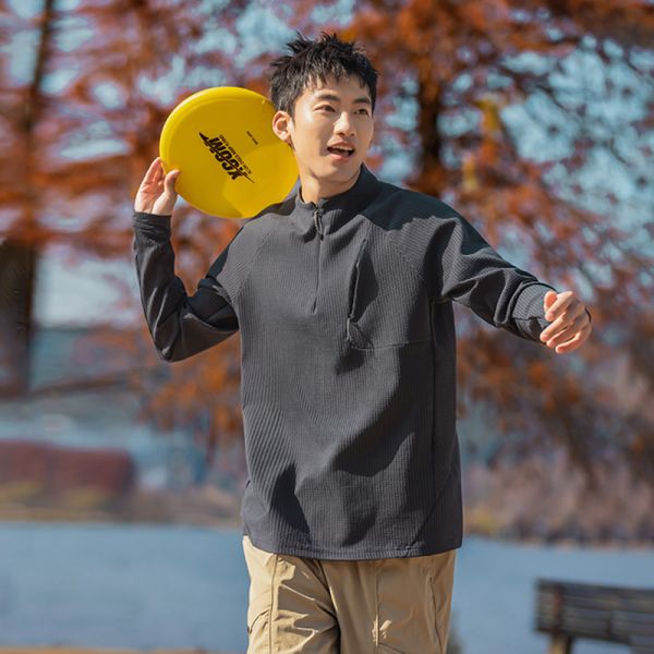 Custom OEM Stand Collar Long Sleeve Tee Antibacterial Quick Dry 100% Polyester Luxury Grid Sport Shirt