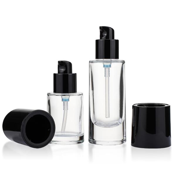 Round Liquid Foundation Bottles Clear 30ml Airless Pump Bottle