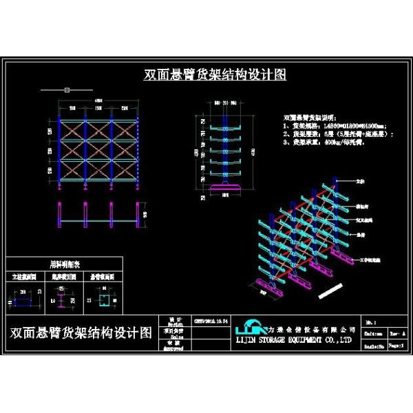 Customized Adjustable Cantilever Racking System Two Side Strong Load Capacity