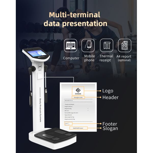 Body Nutrition Analyzer Scanner Segmental Body Composition Analyzer 8-Electrode BIA Fat Percentage Fitness Machine