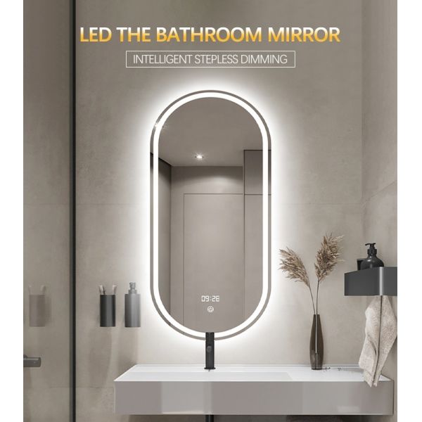 Smart Modern Frameless LED Bathroom Mirror Explosion Proof LED Arch Mirror