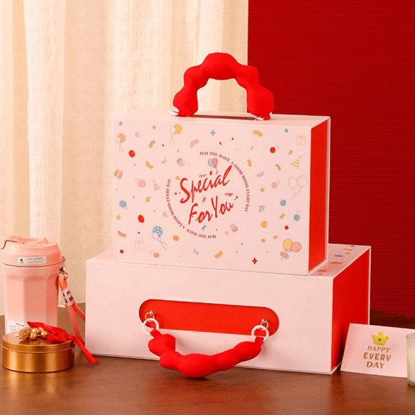 Custom Rigid Gift Box With Fabric Handle For Luxury Gift Packaging