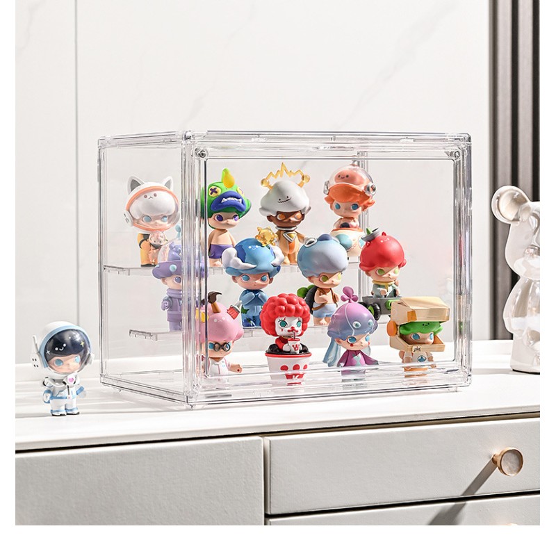 Clear Stackable 3 Tier Acrylic Showcase Magnetic Door Display Case for Model & Figure Collections