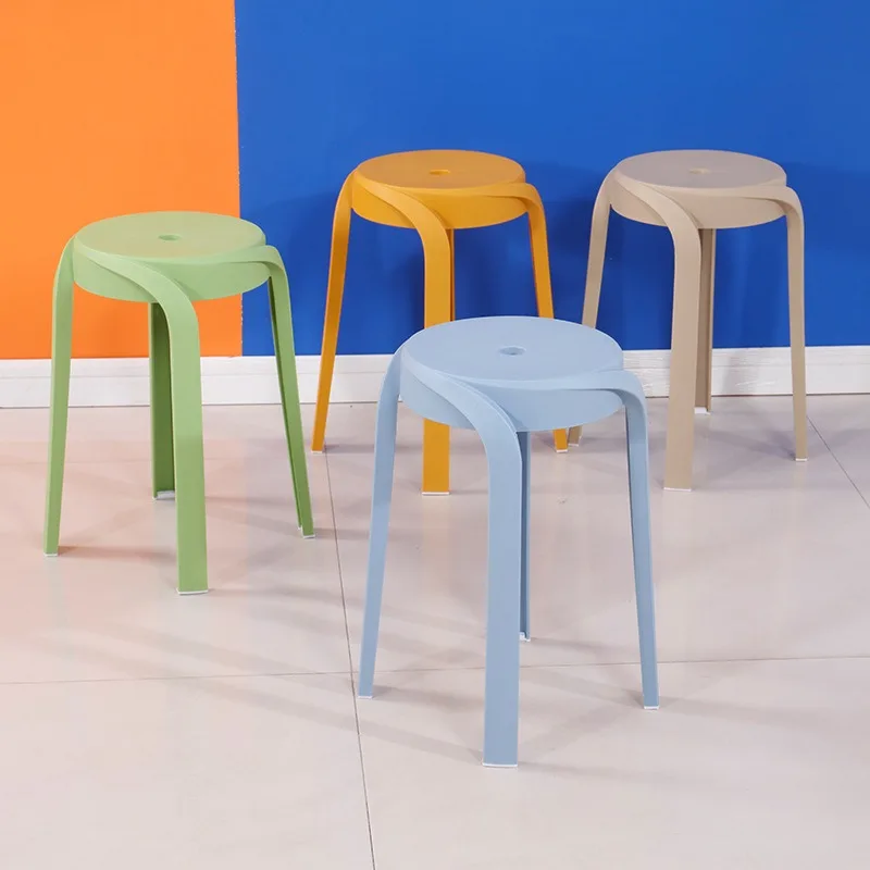 Thickened Household Round Stackable Dining Table Fashion Windmill High Plastic Stool Dining Chair for Home Furniture