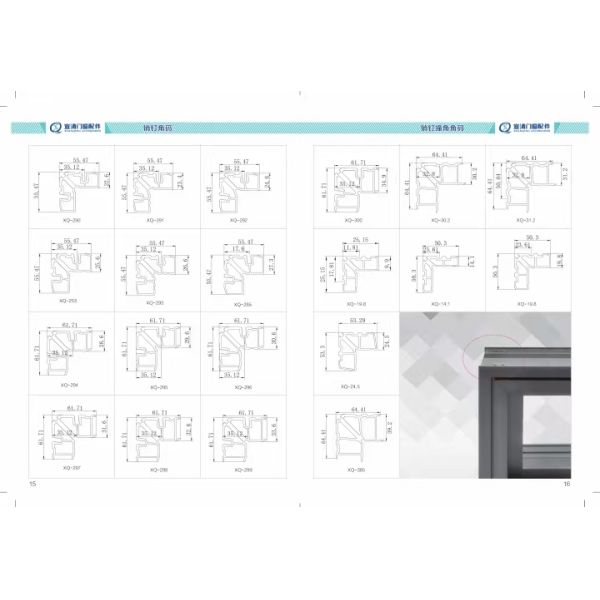 Modern Design 6063-T5 Primary Aluminum Durable Corner Fitting for Window Profiles