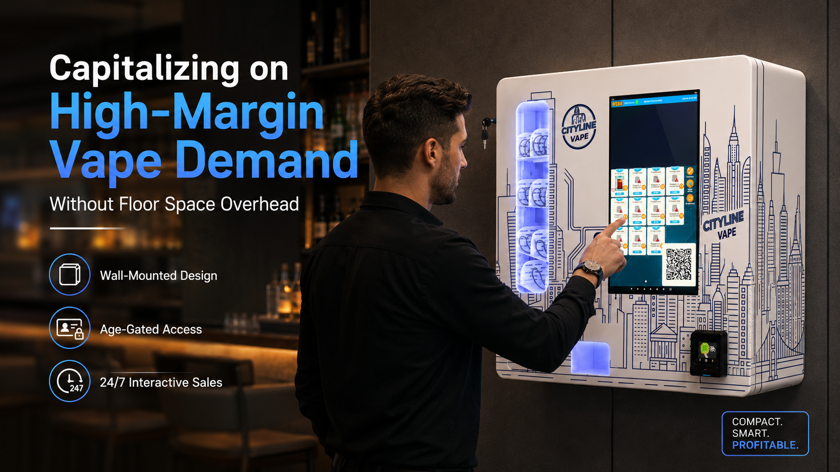 Wall Mounted Mini Vending Machine Providing Space Saving Solution for Vape and E Cigarette Sales with Age Verification