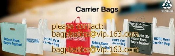 T-Shirt Carry-Out Shopping Plastic Bags Most Popular Supermarket Size,Merchandise Bags Multi-Use Medium Size, Blue Plain