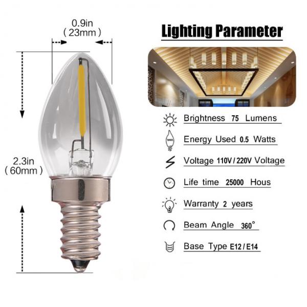 C7 LED Night Light Bulb 0.5W E12 E14 LED Candelabra Decorative Filament Led Light Bulbs