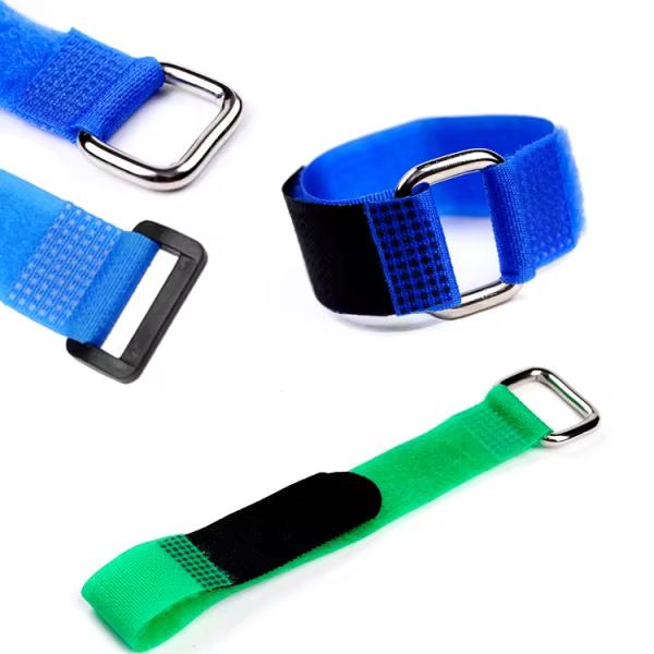 Reusable Hook And Loop Strap Adjustable Hook And Loop Fastening Cable Ties With Metal Buckle