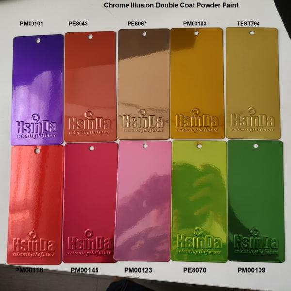 Double coating chrome illusion polyester powder coating application