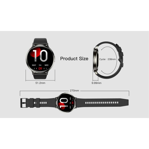 Circle Shape AMOLED Display Smart Watch Heart Rate Sensor And Customizable Theme