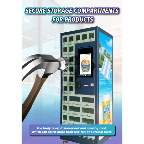 Locker Vending Machine Offering Secure and Easy Access to Small Items Like Sunscreen Towels at Beaches Pools and Resorts
