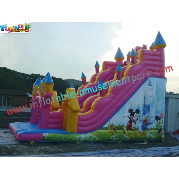 Cute Mickey Mouse Commercial Inflatable Slide / Customized Inflatable Zip Slide Toys